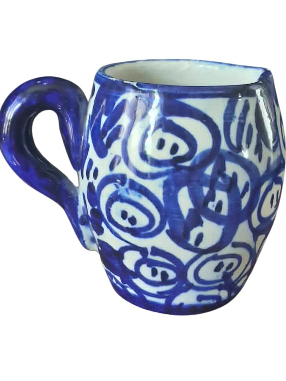 Blue & White Hand-Painted Ceramic Mini Mug / Shot Glass | Vintage Style
